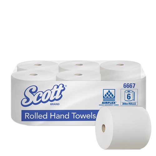 Handduk SCOTT® på rulle vit 6rle/fp